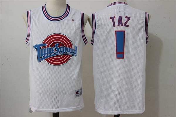 Movie Space Jam TAZ #! White Basketball Jersey (Stitched)